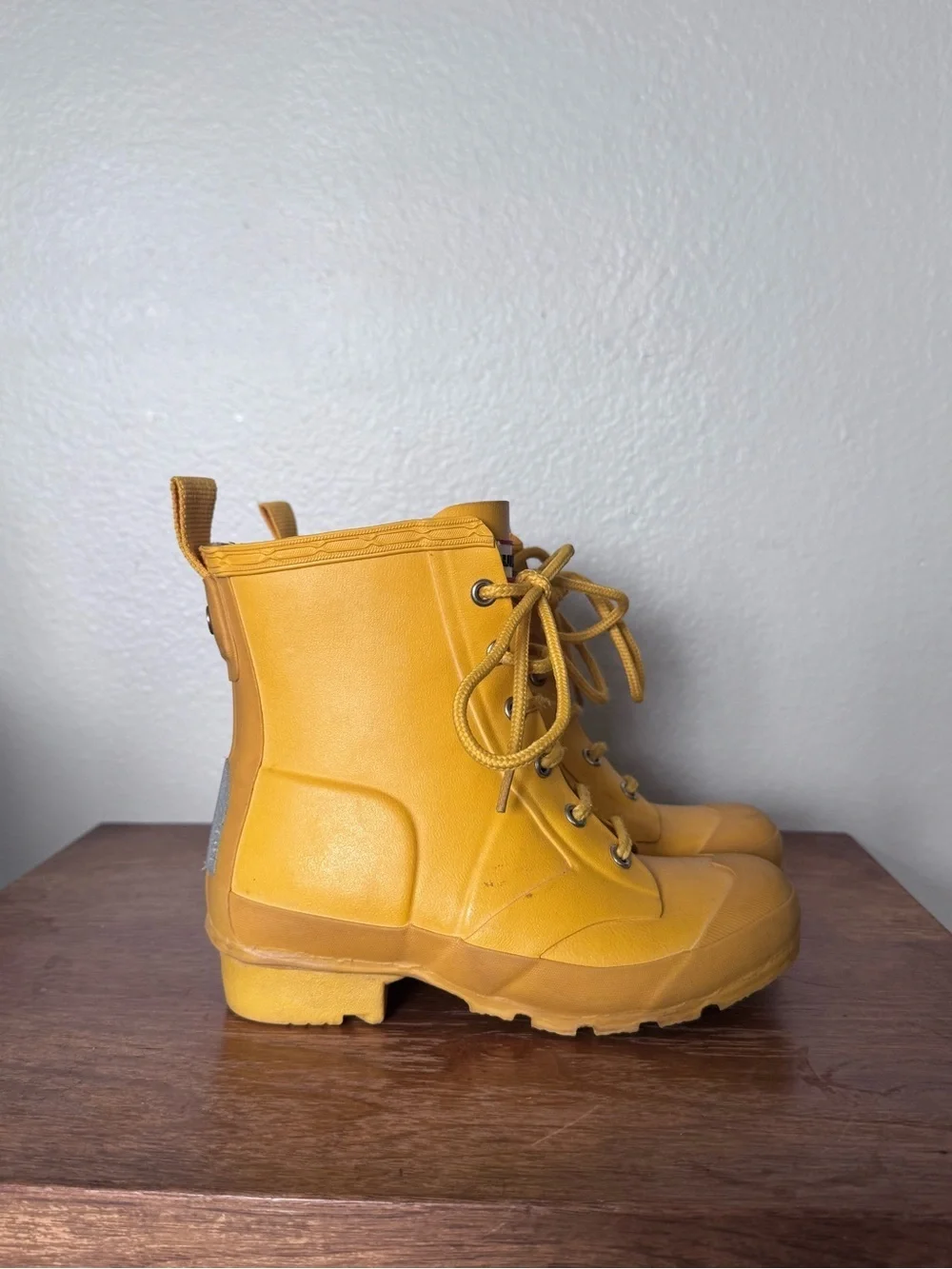 Hunter Yellow Original Play Lace Up Rain Boots Size 1